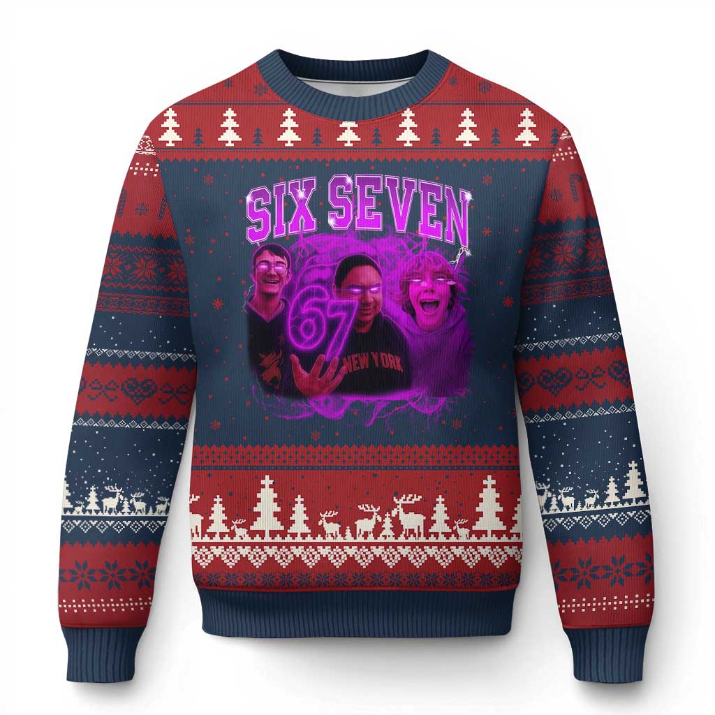Funny Six Seven 6 7 Meme Ugly Christmas Sweater The Mason 67 Kid  Bootleg Gen Alpha Slang - Wonder Print Shop