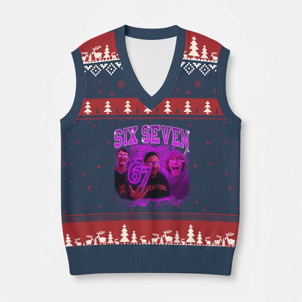 Funny Six Seven 6 7 Meme V-Neck Knit Sweater Vest The Mason 67 Kid  Bootleg Gen Alpha Slang - Wonder Print Shop