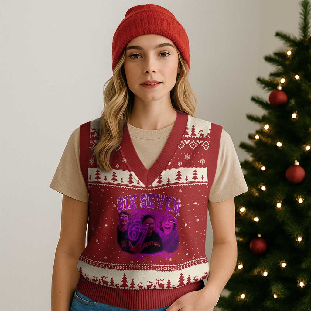 Funny Six Seven 6 7 Meme V-Neck Knit Sweater Vest The Mason 67 Kid  Bootleg Gen Alpha Slang - Wonder Print Shop