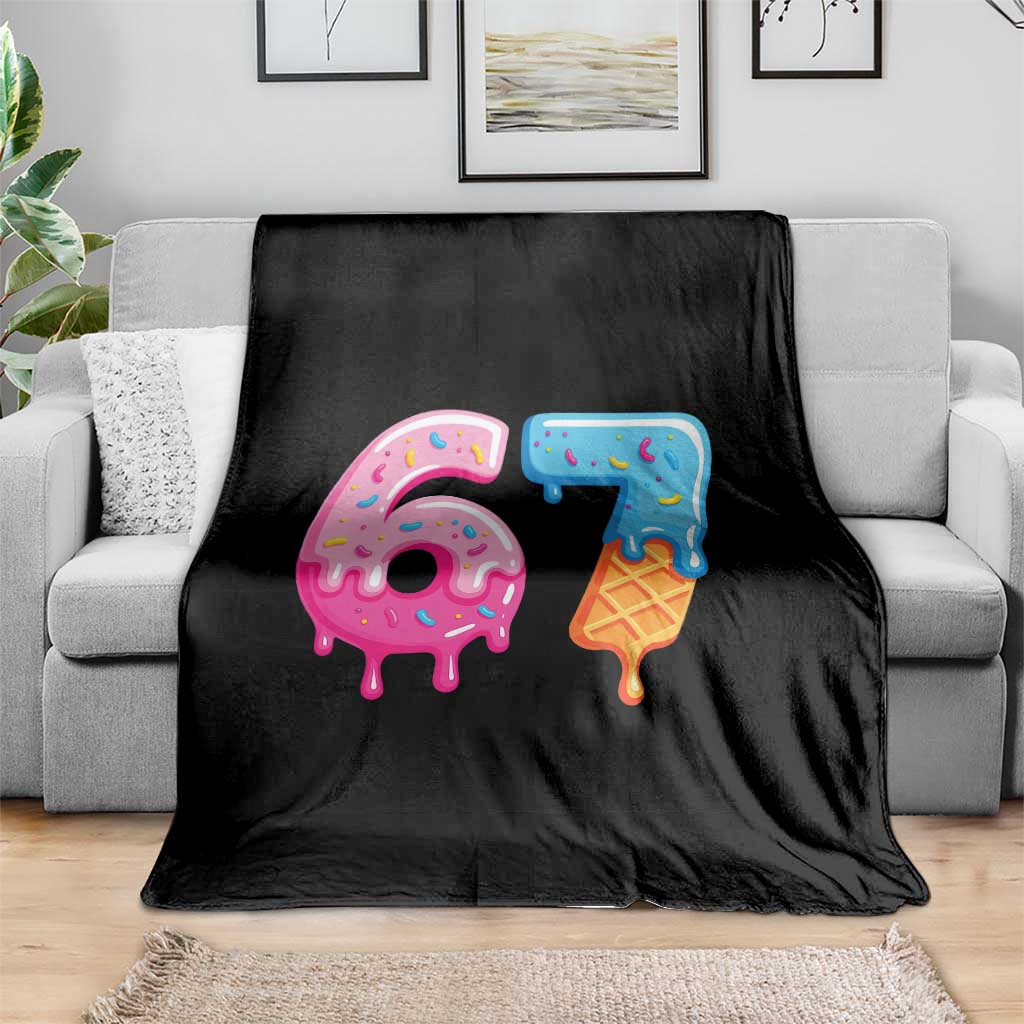 67 Ice Cream Drip Meme Throw Blanket Funny Six Seven Gen Alpha Slang - Wonder Print Shop