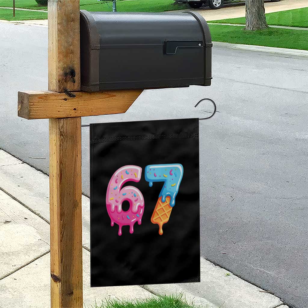 67 Ice Cream Drip Meme Garden Flag Funny Six Seven Gen Alpha Slang - Wonder Print Shop