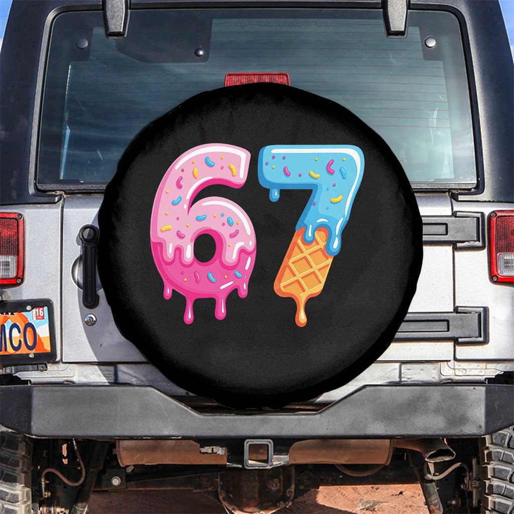 67 Ice Cream Drip Meme Spare Tire Cover Funny Six Seven Gen Alpha Slang - Wonder Print Shop
