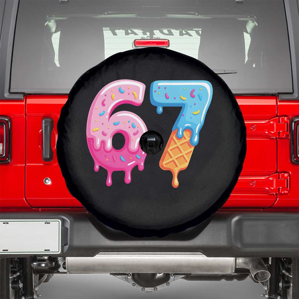 67 Ice Cream Drip Meme Spare Tire Cover Funny Six Seven Gen Alpha Slang - Wonder Print Shop
