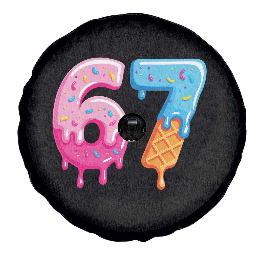 67 Ice Cream Drip Meme Spare Tire Cover Funny Six Seven Gen Alpha Slang - Wonder Print Shop