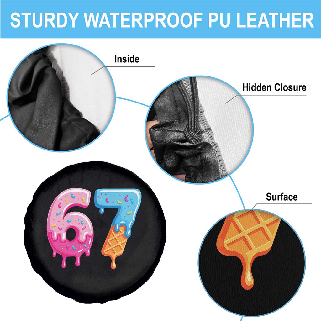 67 Ice Cream Drip Meme Spare Tire Cover Funny Six Seven Gen Alpha Slang - Wonder Print Shop