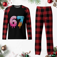 67 Ice Cream Drip Meme Plaid Pajama Set Funny Six Seven Gen Alpha Slang - Wonder Print Shop