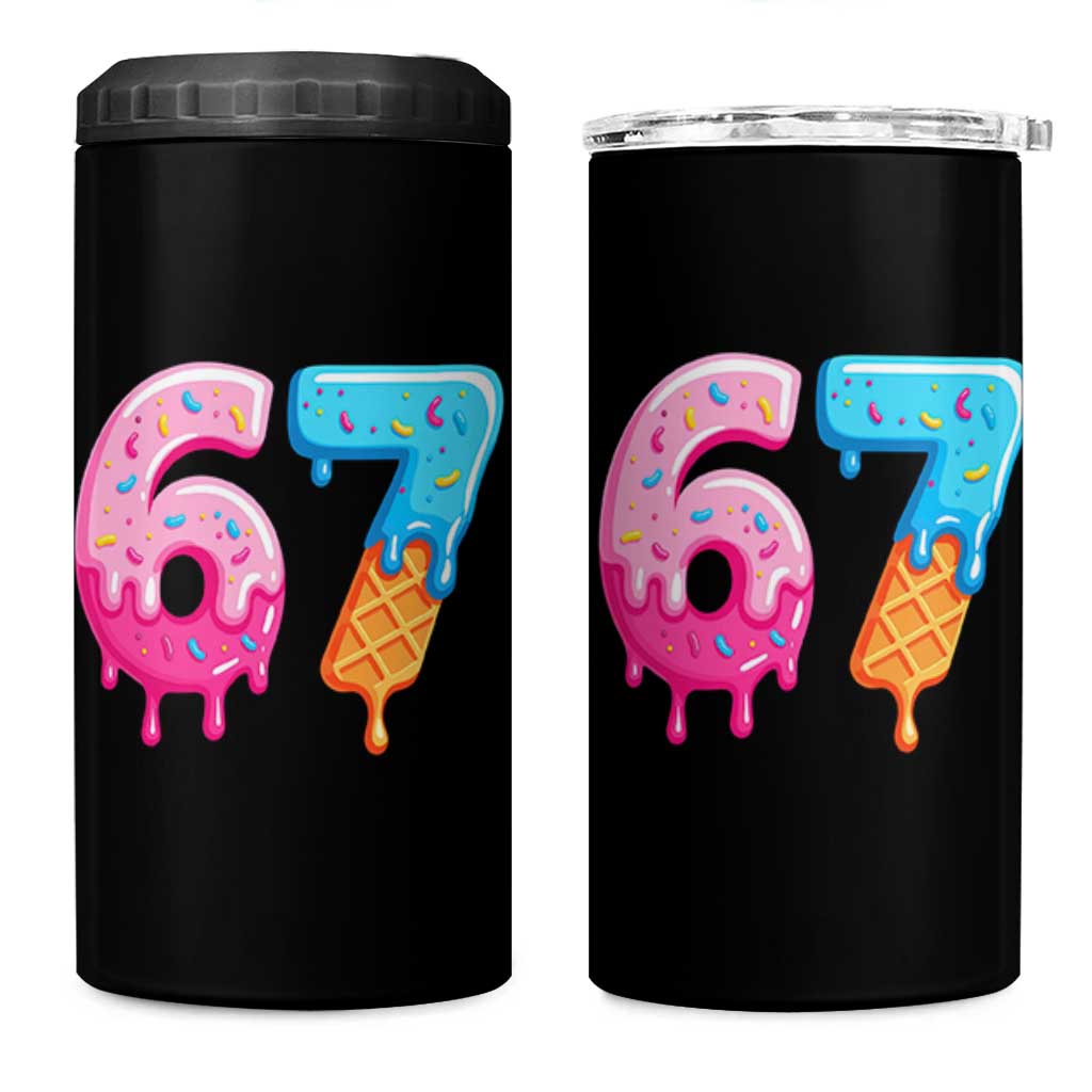 67 Ice Cream Drip Meme 4 in 1 Can Cooler Tumbler Funny Six Seven Gen Alpha Slang - Wonder Print Shop