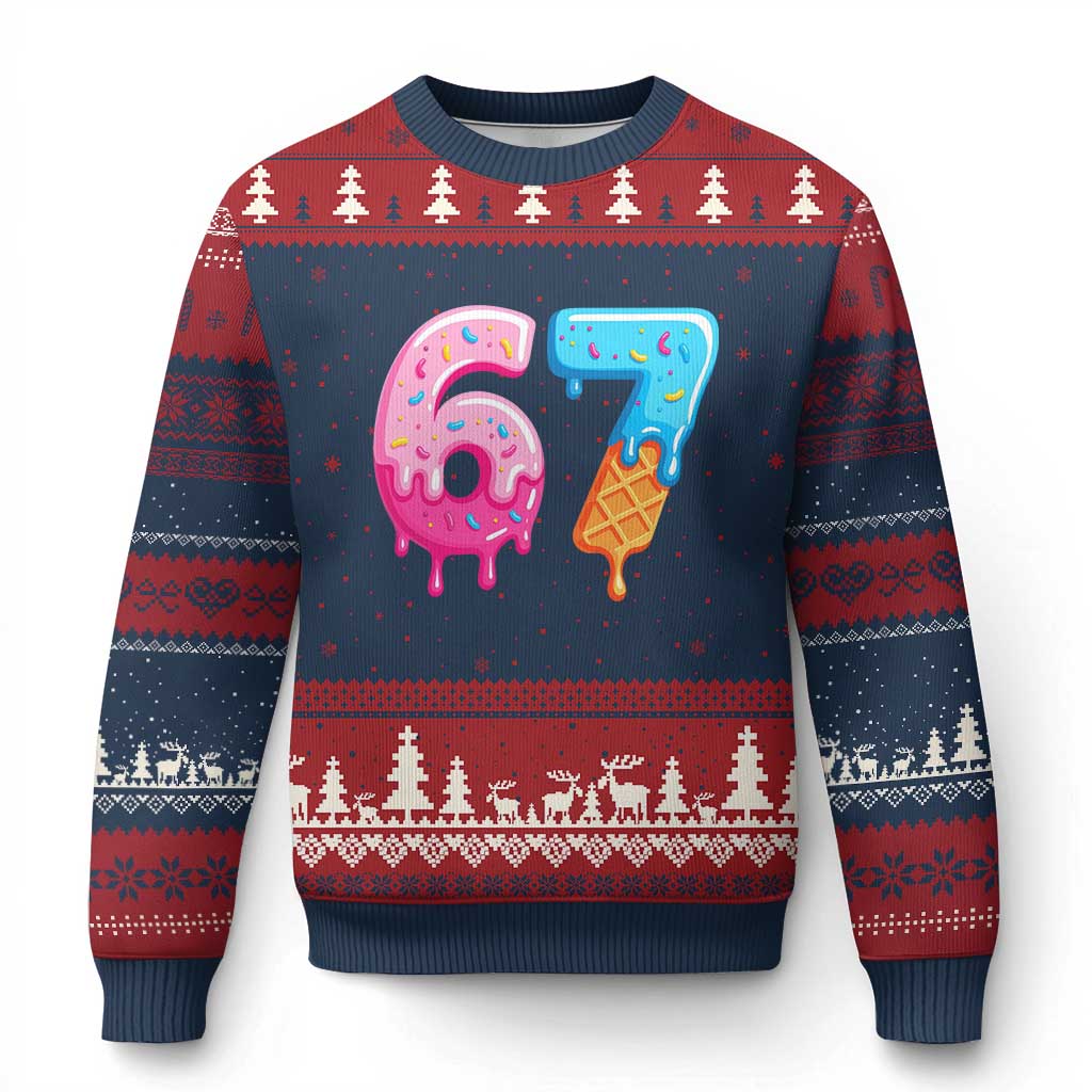 67 Ice Cream Drip Meme Ugly Christmas Sweater Funny Six Seven Gen Alpha Slang - Wonder Print Shop