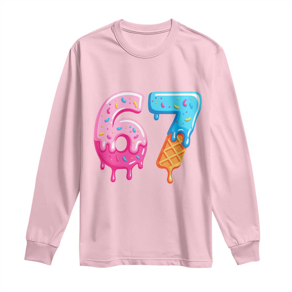 67 Ice Cream Drip Meme Long Sleeve Shirt Funny Six Seven Gen Alpha Slang - Wonder Print Shop
