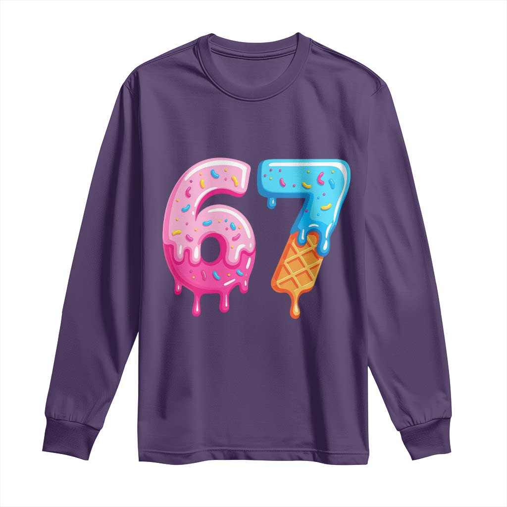 67 Ice Cream Drip Meme Long Sleeve Shirt Funny Six Seven Gen Alpha Slang - Wonder Print Shop