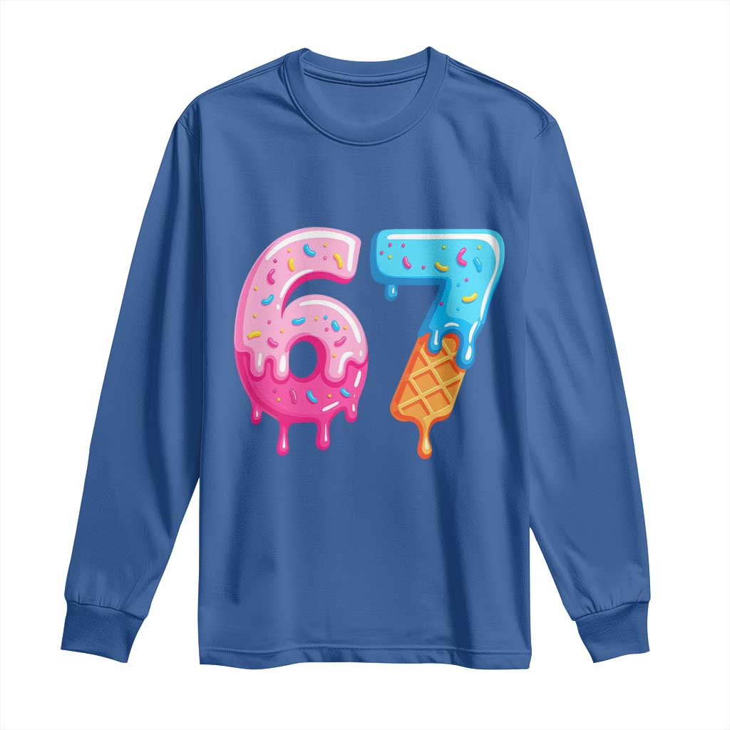 67 Ice Cream Drip Meme Long Sleeve Shirt Funny Six Seven Gen Alpha Slang - Wonder Print Shop