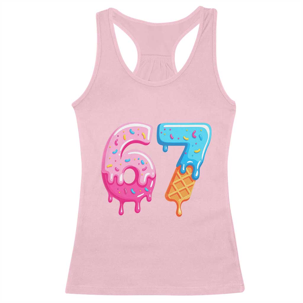 67 Ice Cream Drip Meme Racerback Tank Top Funny Six Seven Gen Alpha Slang - Wonder Print Shop