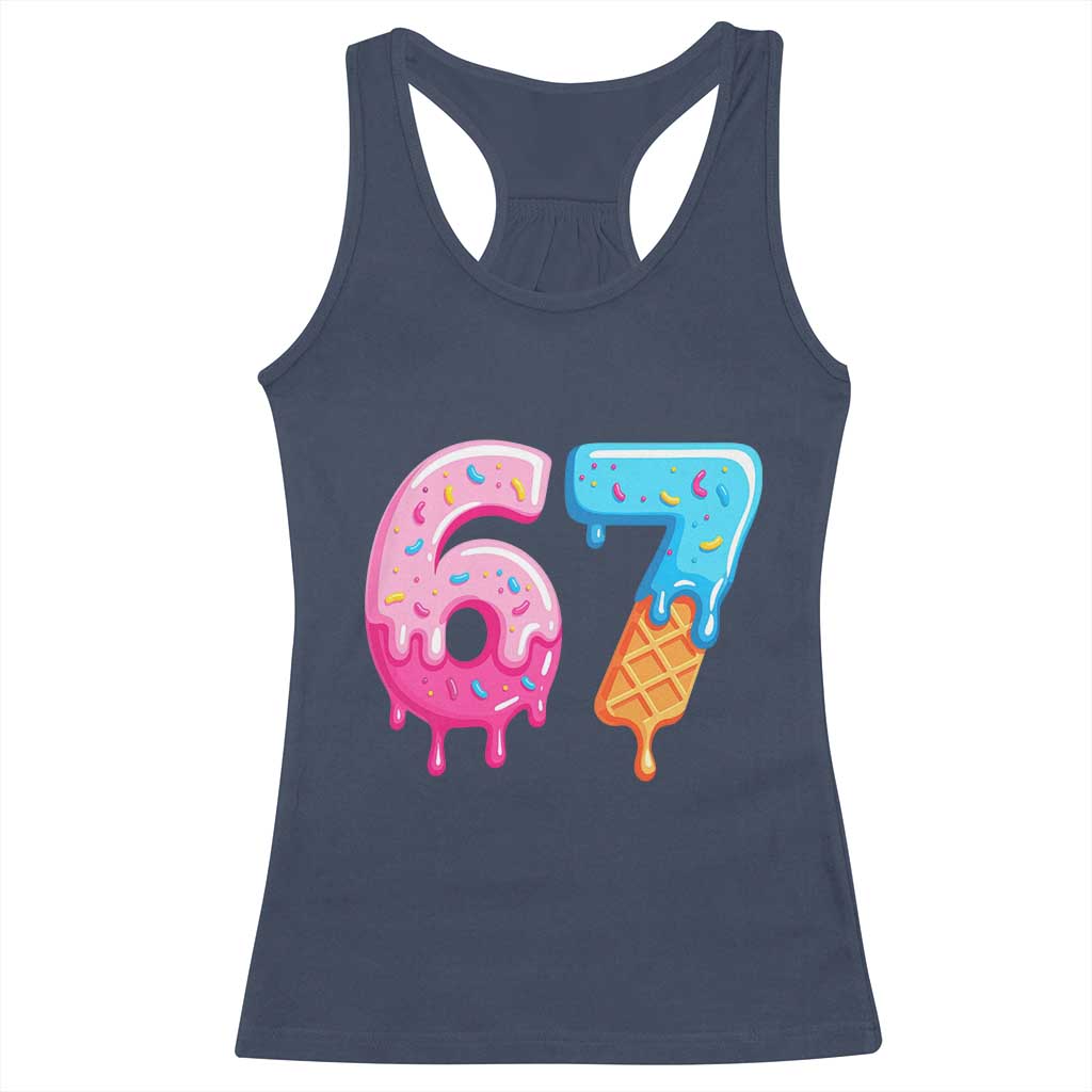 67 Ice Cream Drip Meme Racerback Tank Top Funny Six Seven Gen Alpha Slang - Wonder Print Shop