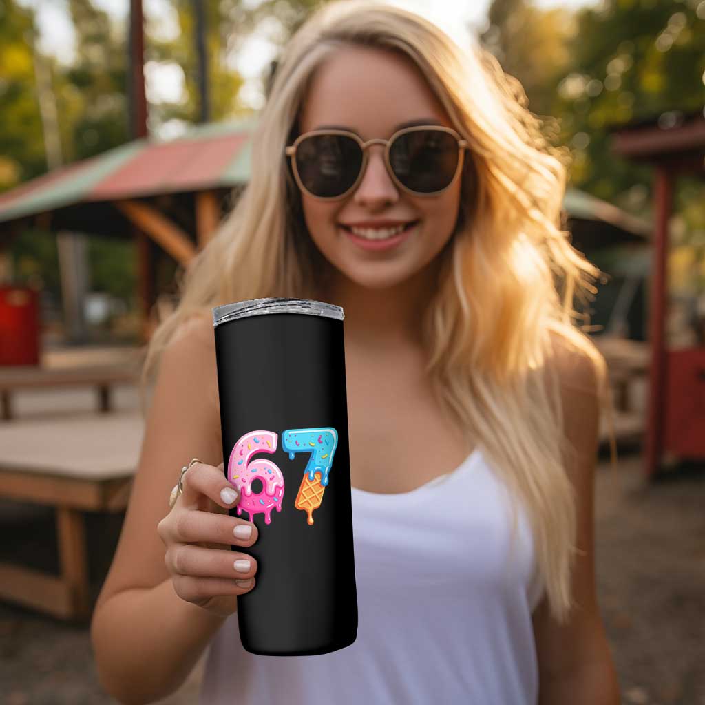 67 Ice Cream Drip Meme Skinny Tumbler Funny Six Seven Gen Alpha Slang - Wonder Print Shop