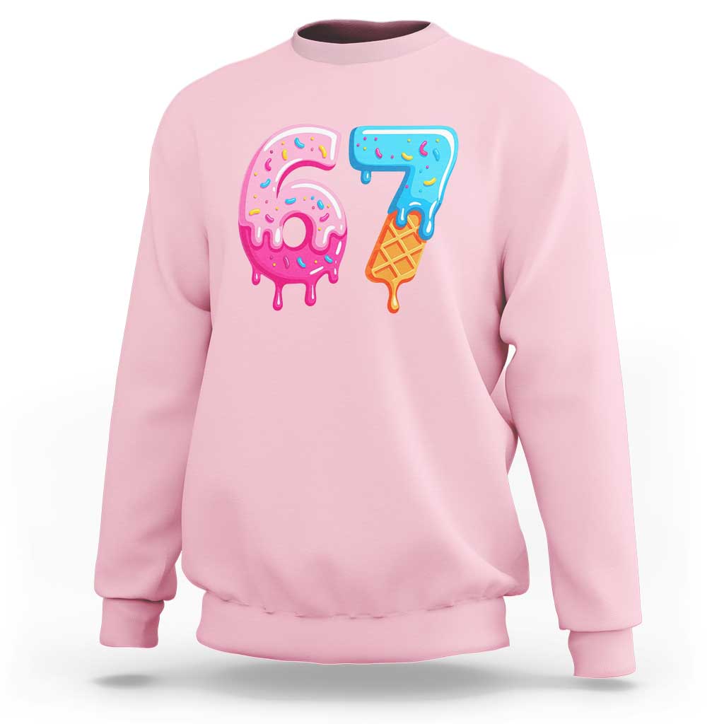 67 Ice Cream Drip Meme Sweatshirt Funny Six Seven Gen Alpha Slang - Wonder Print Shop