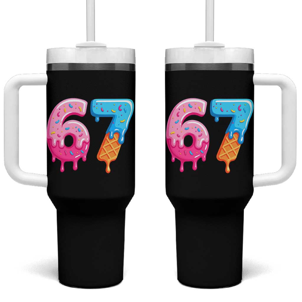67 Ice Cream Drip Meme Tumbler With Handle Funny Six Seven Gen Alpha Slang - Wonder Print Shop