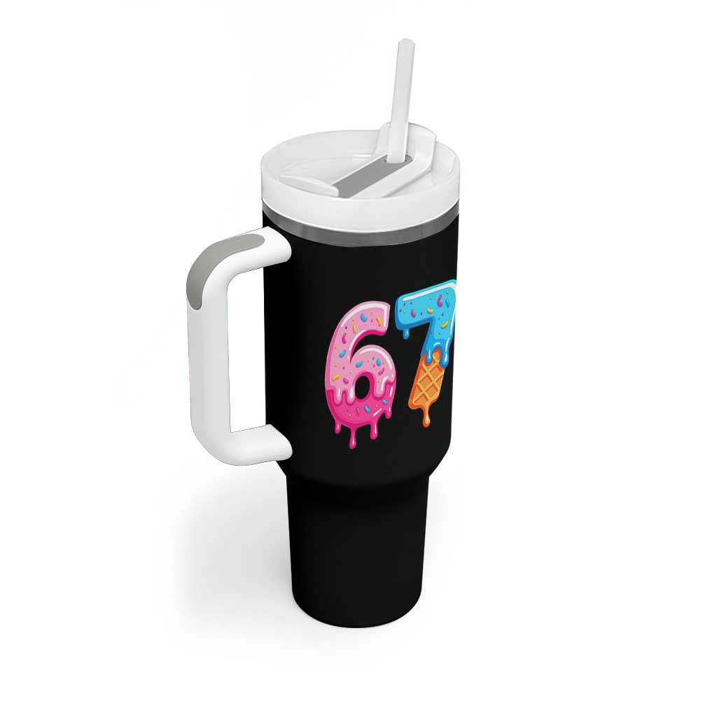 67 Ice Cream Drip Meme Tumbler With Handle Funny Six Seven Gen Alpha Slang - Wonder Print Shop