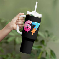 67 Ice Cream Drip Meme Tumbler With Handle Funny Six Seven Gen Alpha Slang - Wonder Print Shop
