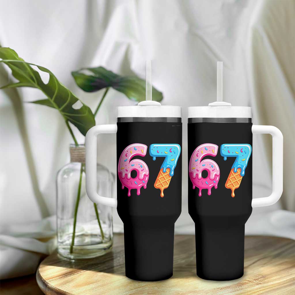 67 Ice Cream Drip Meme Tumbler With Handle Funny Six Seven Gen Alpha Slang - Wonder Print Shop
