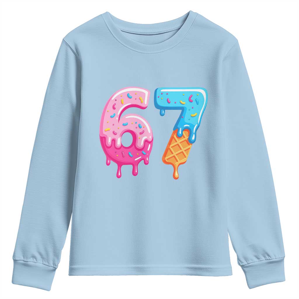 67 Ice Cream Drip Meme Youth Sweatshirt Funny Six Seven Gen Alpha Slang - Wonder Print Shop