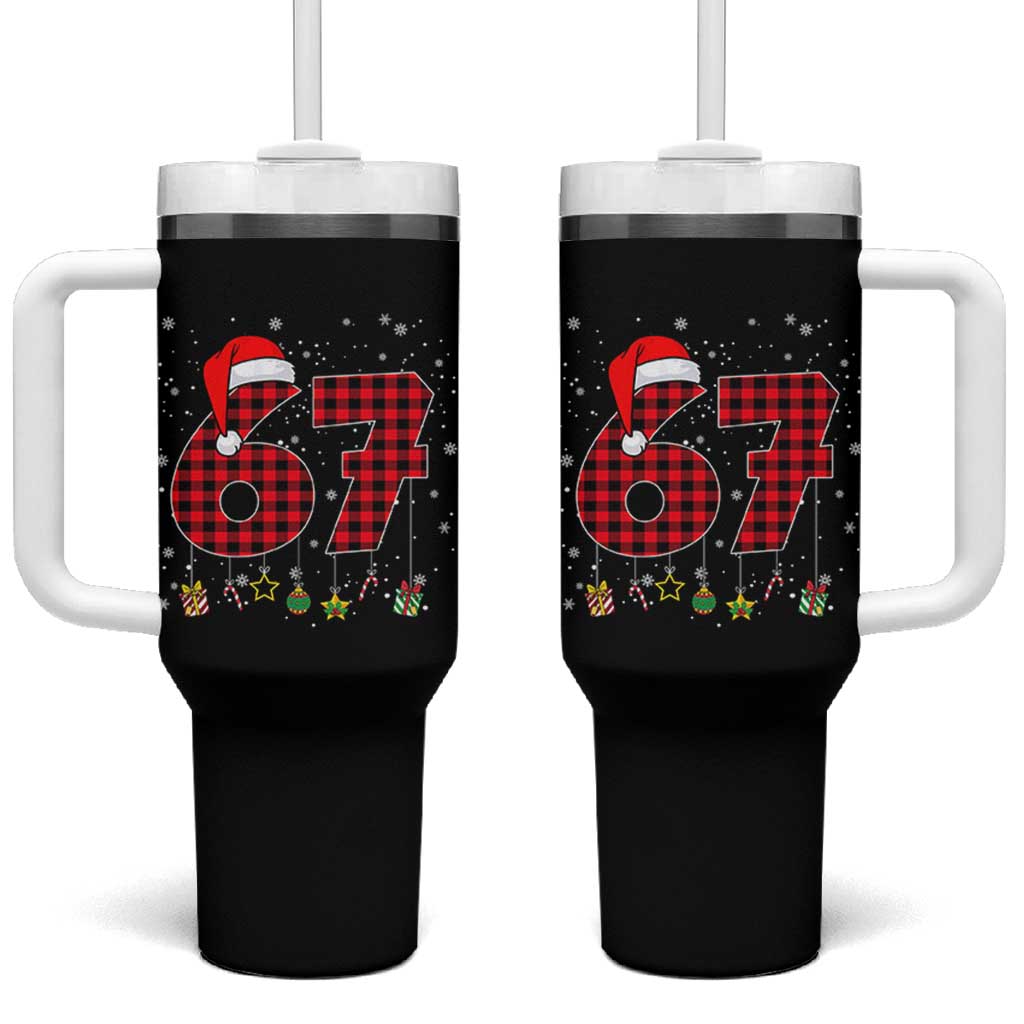 67 Christmas Tumbler With Handle Funny Six Seven 6 7 Meme Gen Alpha Slang - Wonder Print Shop