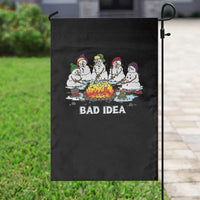 Christmas Snowman Campfire Garden Flag Bad Idea Melting Snowman Family Roasting Marshmallows - Wonder Print Shop