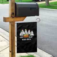 Christmas Snowman Campfire Garden Flag Bad Idea Melting Snowman Family Roasting Marshmallows - Wonder Print Shop