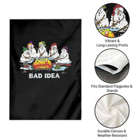 Christmas Snowman Campfire Garden Flag Bad Idea Melting Snowman Family Roasting Marshmallows - Wonder Print Shop
