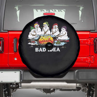 Christmas Snowman Campfire Spare Tire Cover Bad Idea Melting Snowman Family Roasting Marshmallows - Wonder Print Shop