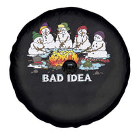 Christmas Snowman Campfire Spare Tire Cover Bad Idea Melting Snowman Family Roasting Marshmallows - Wonder Print Shop