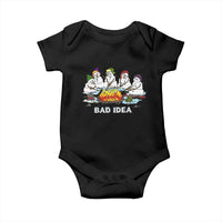 Christmas Snowman Campfire Baby Onesie Bad Idea Melting Snowman Family Roasting Marshmallows - Wonder Print Shop