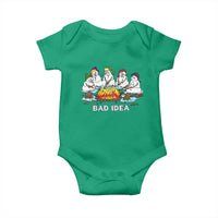 Christmas Snowman Campfire Baby Onesie Bad Idea Melting Snowman Family Roasting Marshmallows - Wonder Print Shop