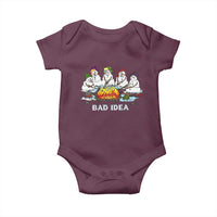 Christmas Snowman Campfire Baby Onesie Bad Idea Melting Snowman Family Roasting Marshmallows - Wonder Print Shop