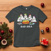 Christmas Snowman Campfire T Shirt Bad Idea Melting Snowman Family Roasting Marshmallows - Wonder Print Shop