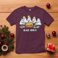 Christmas Snowman Campfire T Shirt Bad Idea Melting Snowman Family Roasting Marshmallows - Wonder Print Shop