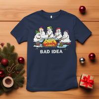 Christmas Snowman Campfire T Shirt Bad Idea Melting Snowman Family Roasting Marshmallows - Wonder Print Shop