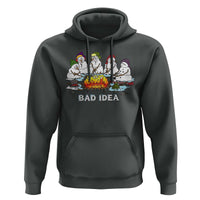 Christmas Snowman Campfire Hoodie Bad Idea Melting Snowman Family Roasting Marshmallows - Wonder Print Shop