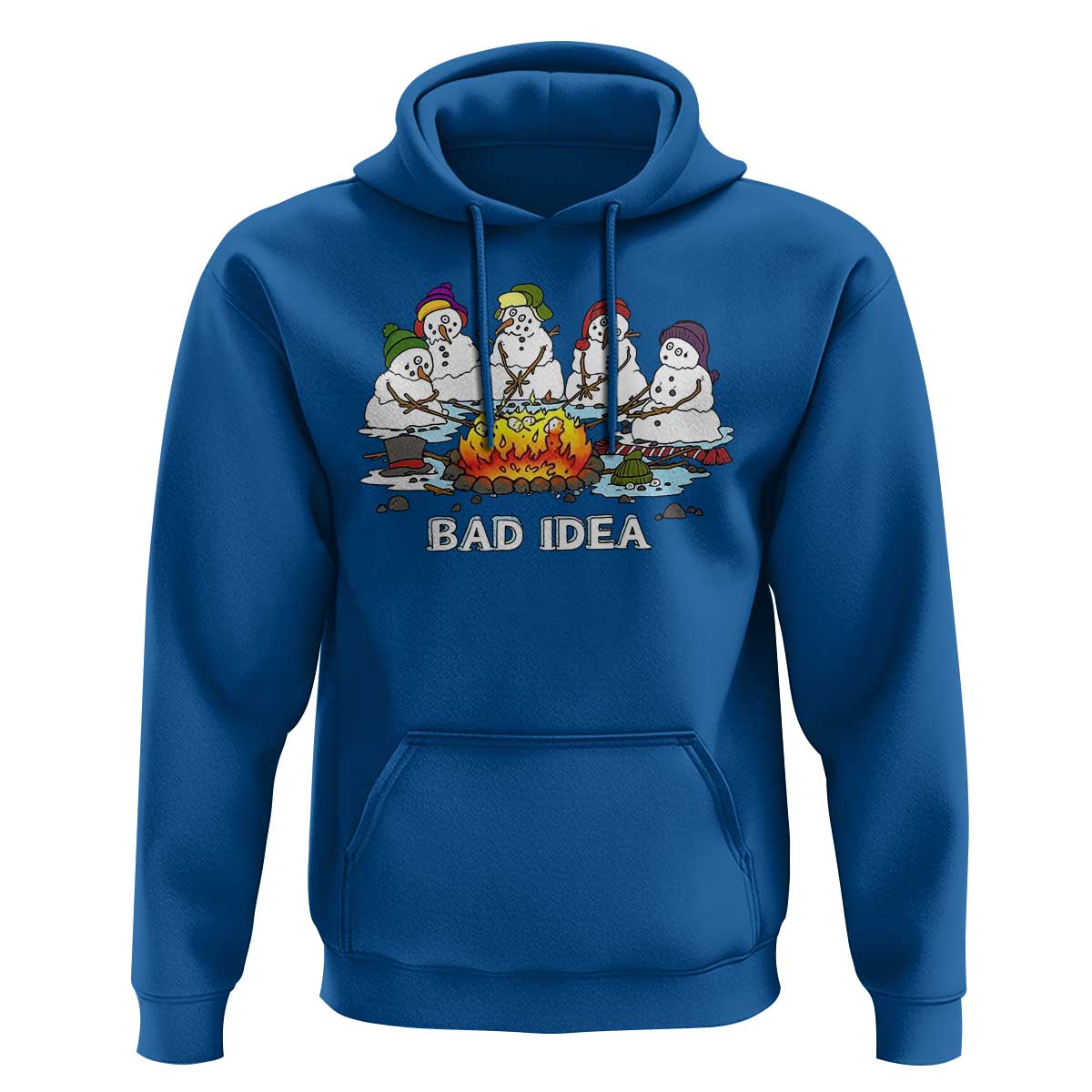 Christmas Snowman Campfire Hoodie Bad Idea Melting Snowman Family Roasting Marshmallows - Wonder Print Shop