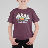 Christmas Snowman Campfire T Shirt For Kid Bad Idea Melting Snowman Family Roasting Marshmallows - Wonder Print Shop