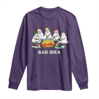 Christmas Snowman Campfire Long Sleeve Shirt Bad Idea Melting Snowman Family Roasting Marshmallows - Wonder Print Shop
