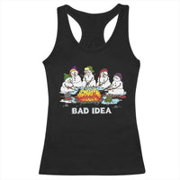 Christmas Snowman Campfire Racerback Tank Top Bad Idea Melting Snowman Family Roasting Marshmallows - Wonder Print Shop