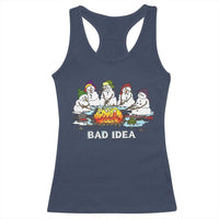 Christmas Snowman Campfire Racerback Tank Top Bad Idea Melting Snowman Family Roasting Marshmallows - Wonder Print Shop