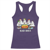 Christmas Snowman Campfire Racerback Tank Top Bad Idea Melting Snowman Family Roasting Marshmallows - Wonder Print Shop