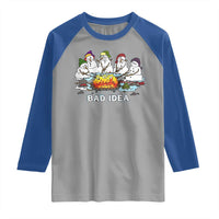 Christmas Snowman Campfire Raglan Shirt Bad Idea Melting Snowman Family Roasting Marshmallows - Wonder Print Shop