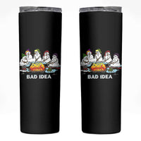 Christmas Snowman Campfire Skinny Tumbler Bad Idea Melting Snowman Family Roasting Marshmallows - Wonder Print Shop