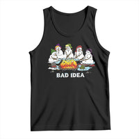Christmas Snowman Campfire Tank Top Bad Idea Melting Snowman Family Roasting Marshmallows - Wonder Print Shop