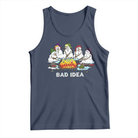 Christmas Snowman Campfire Tank Top Bad Idea Melting Snowman Family Roasting Marshmallows - Wonder Print Shop