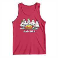 Christmas Snowman Campfire Tank Top Bad Idea Melting Snowman Family Roasting Marshmallows - Wonder Print Shop