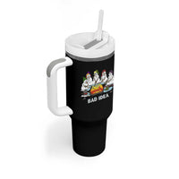 Christmas Snowman Campfire Tumbler With Handle Bad Idea Melting Snowman Family Roasting Marshmallows - Wonder Print Shop