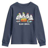 Christmas Snowman Campfire Youth Sweatshirt Bad Idea Melting Snowman Family Roasting Marshmallows - Wonder Print Shop